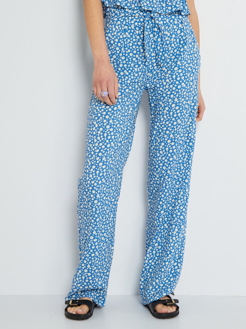 Pantalón ancho cropped con motivos AZUL - Kiabi