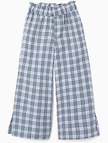 Pantalón ancho de algodón con estampado a cuadros B&S