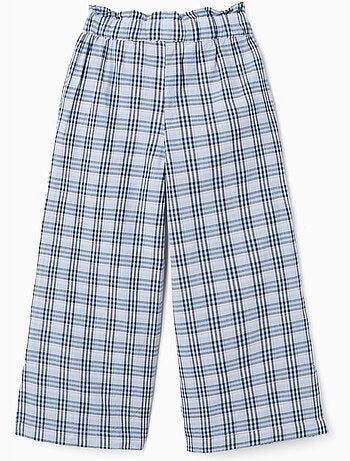 Pantalón ancho de algodón con estampado a cuadros B&S