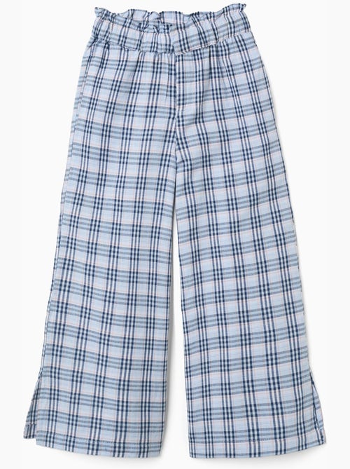 Pantalón ancho de algodón con estampado a cuadros B&S - Kiabi