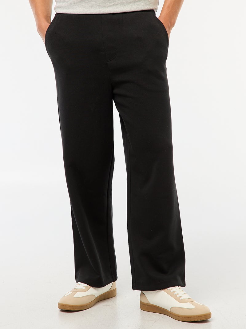 Pantalón ancho de algodón liso Negro - Kiabi