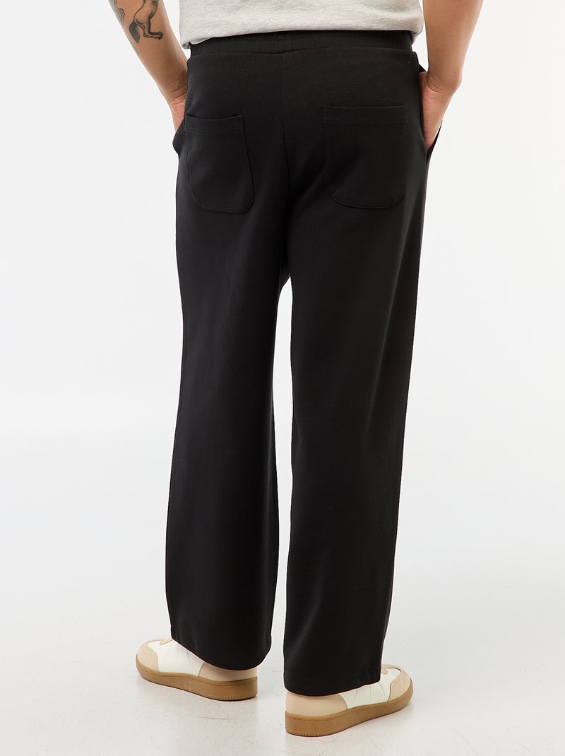 Pantalón ancho de algodón liso Negro - Kiabi