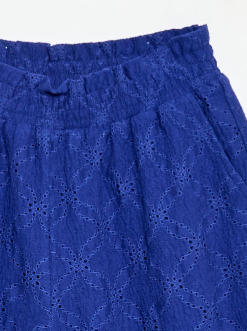Pantalón ancho de bordado inglés Azul - Kiabi