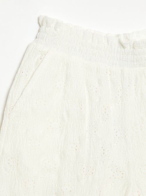 Pantalón ancho de bordado inglés - Kiabi