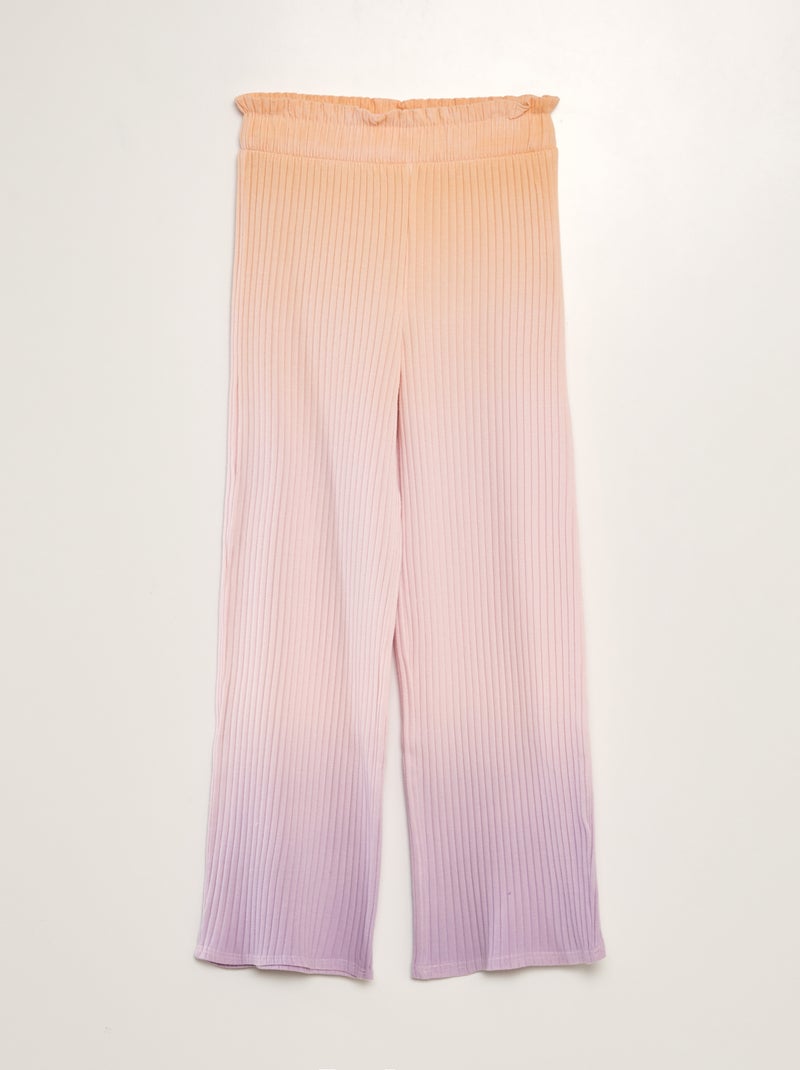 Pantalón ancho de canalé NARANJA - Kiabi