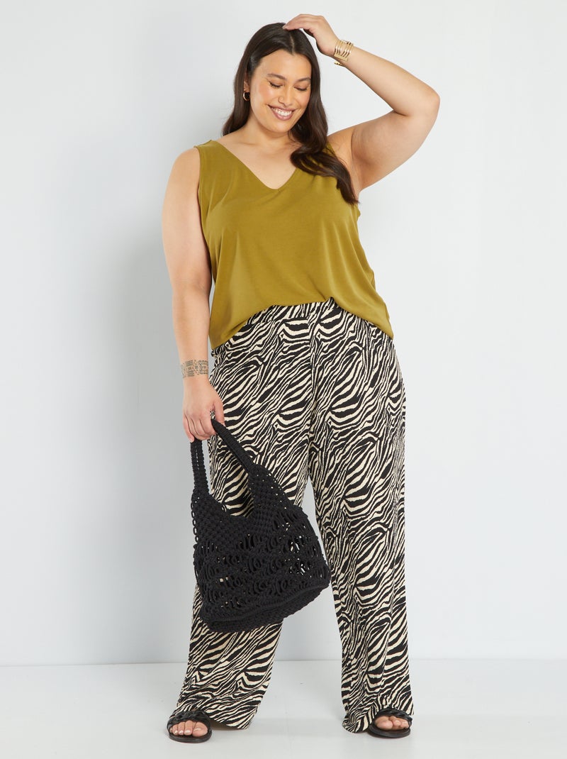 Pantalón ancho de 'cebra' NEGRO - Kiabi