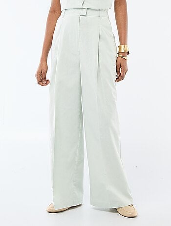Pantalón ancho de ceremonia en mezcla de lino