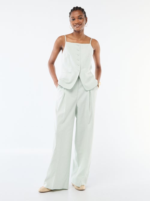 Pantalón ancho de ceremonia en mezcla de lino - Kiabi