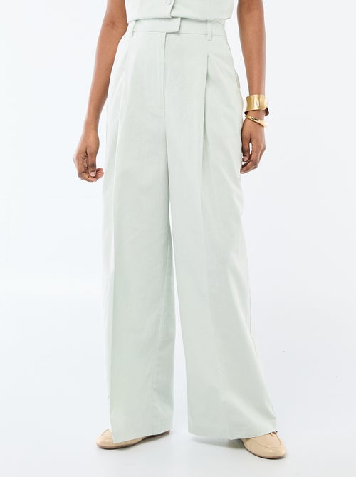 Pantalón ancho de ceremonia en mezcla de lino - Kiabi