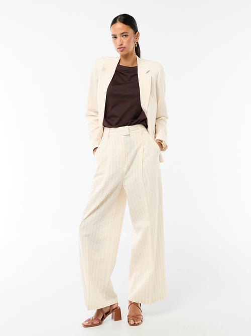 Pantalón ancho de ceremonia en mezcla de lino - Kiabi