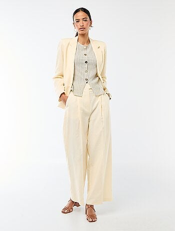 Pantalón ancho de ceremonia en mezcla de lino