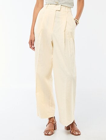 Pantalón ancho de ceremonia en mezcla de lino