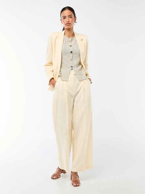 Pantalón ancho de ceremonia en mezcla de lino - Kiabi