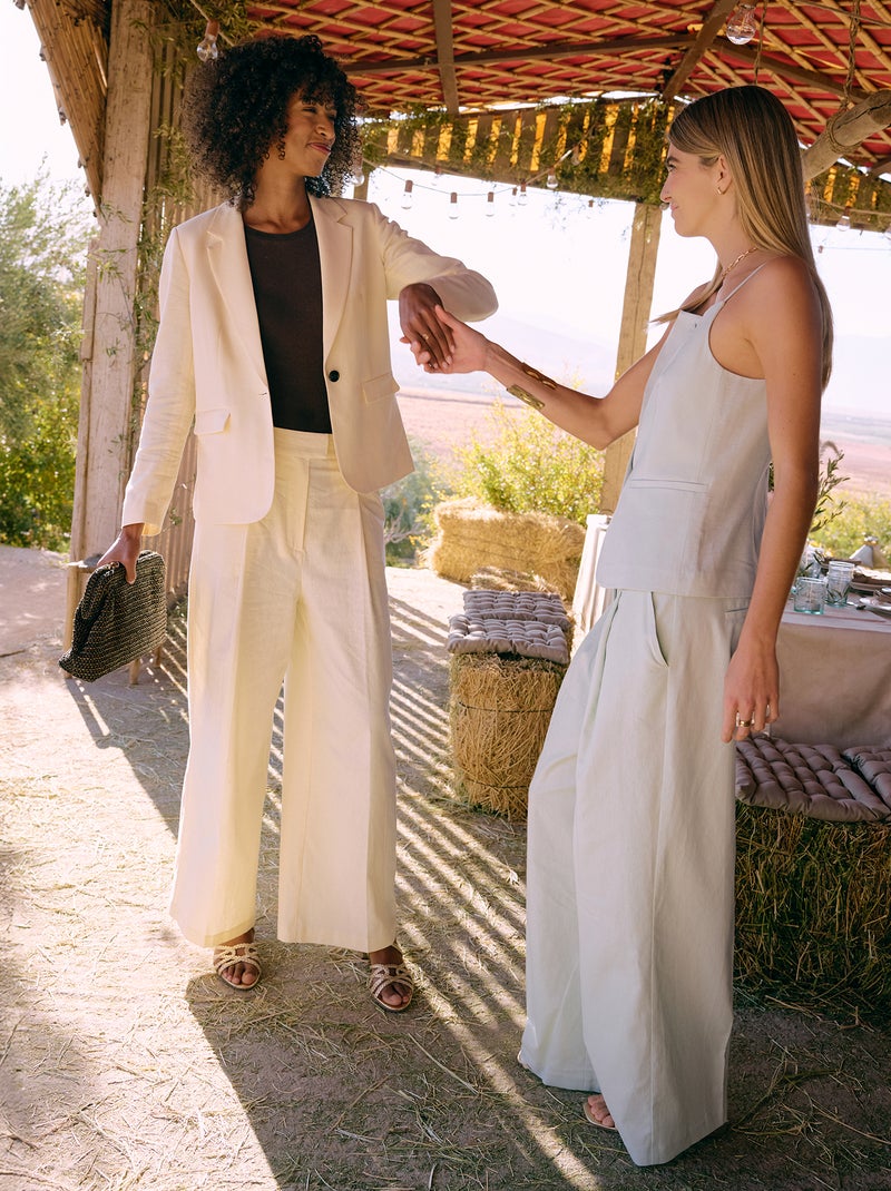 Pantalón ancho de ceremonia en mezcla de lino Beige - Kiabi