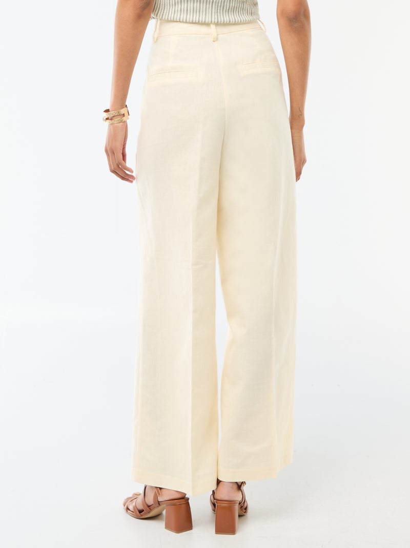 Pantalón ancho de ceremonia en mezcla de lino Beige - Kiabi