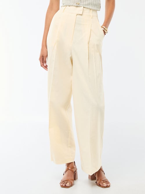 Pantalón ancho de ceremonia en mezcla de lino - Kiabi