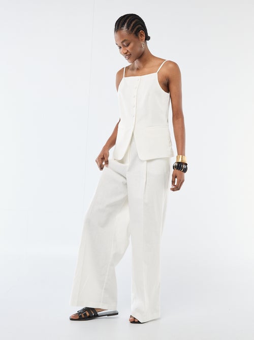 Pantalón ancho de ceremonia en mezcla de lino - Kiabi