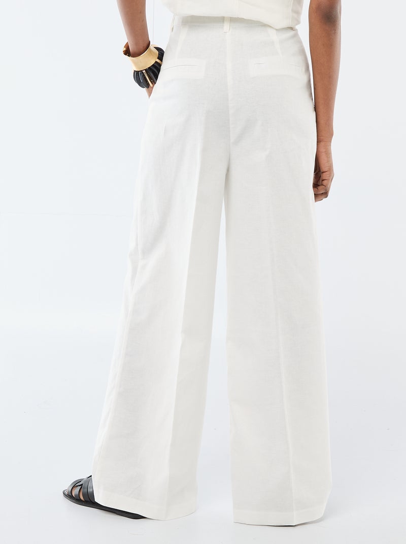 Pantalón ancho de ceremonia en mezcla de lino Blanco - Kiabi