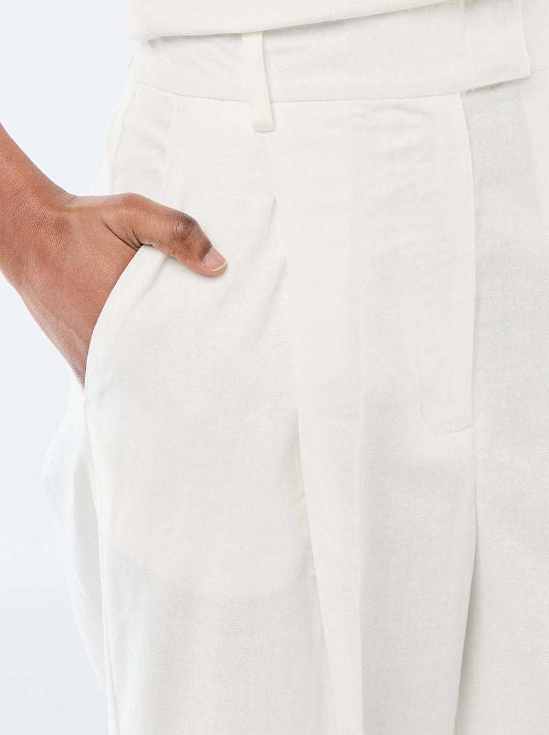 Pantalón ancho de ceremonia en mezcla de lino Blanco - Kiabi
