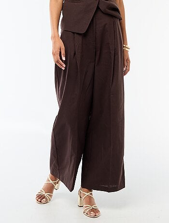 Pantalón ancho de ceremonia en mezcla de lino