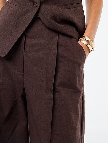 Pantalón ancho de ceremonia en mezcla de lino