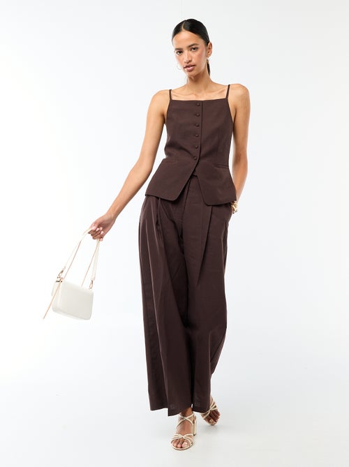 Pantalón ancho de ceremonia en mezcla de lino - Kiabi