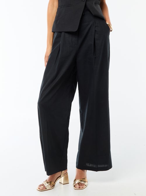 Pantalón ancho de ceremonia en mezcla de lino - Kiabi