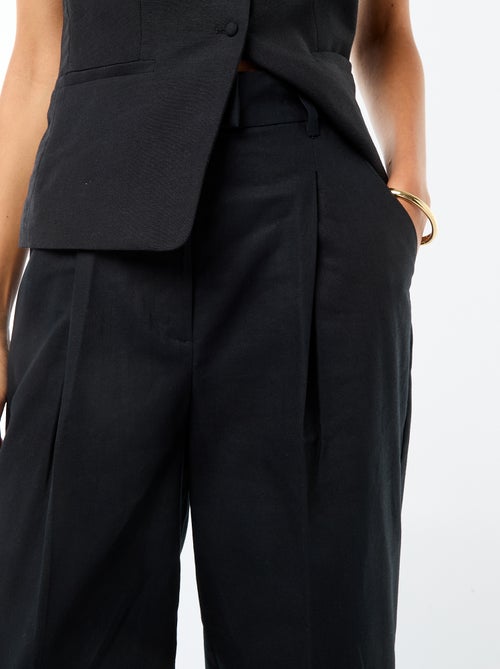 Pantalón ancho de ceremonia en mezcla de lino - Kiabi