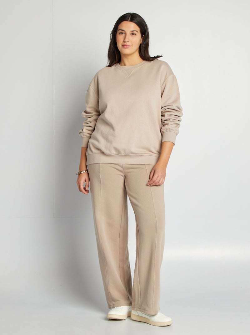 Pantalón ancho de chándal ligero beige - Kiabi