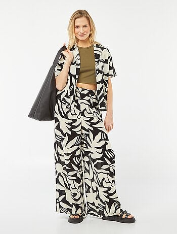 Pantalón ancho de crepé