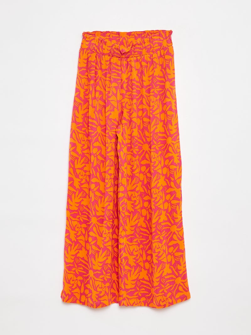 Pantalón ancho de crepé Rosa - Kiabi