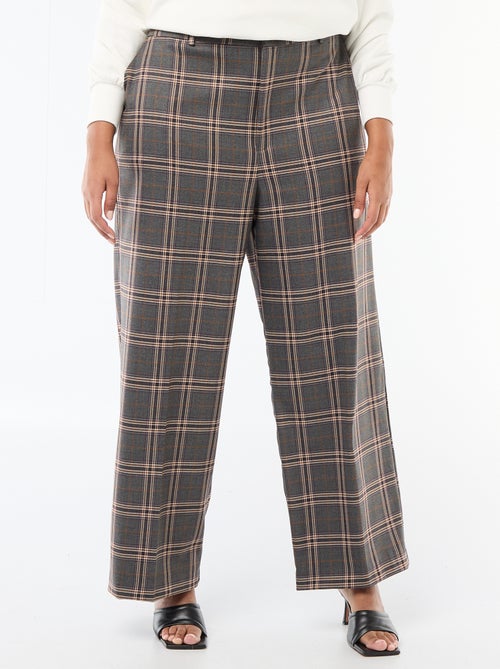 Pantalón ancho de cuadros - Kiabi