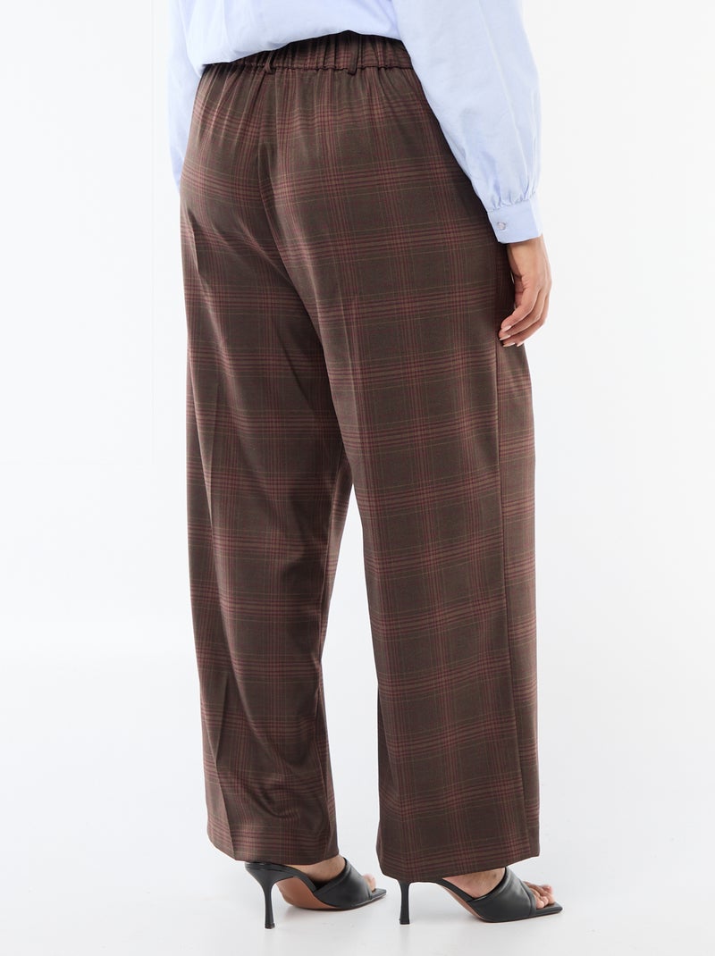 Pantalón ancho de cuadros Marron - Kiabi