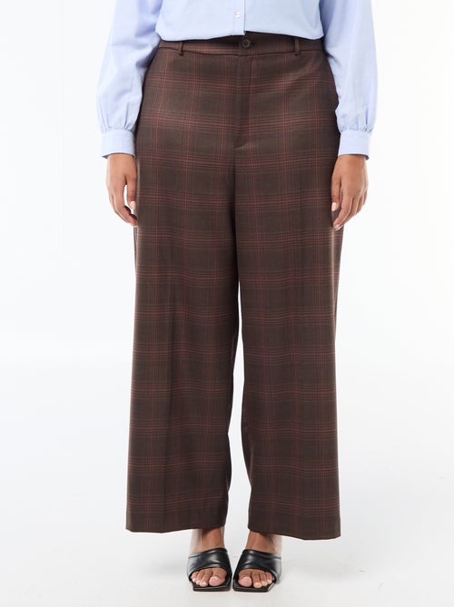 Pantalón ancho de cuadros - Kiabi