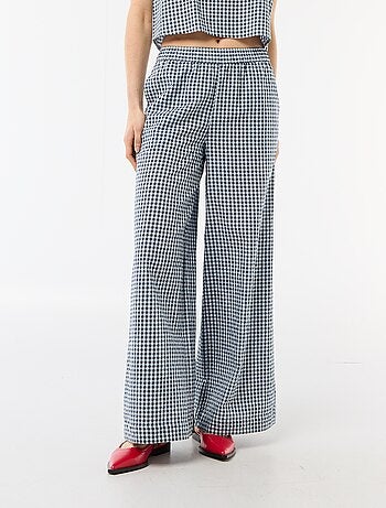Pantalón ancho de cuadros Vichy