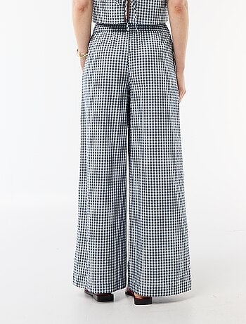 Pantalón ancho de cuadros Vichy