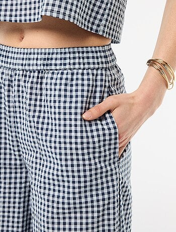 Pantalón ancho de cuadros Vichy