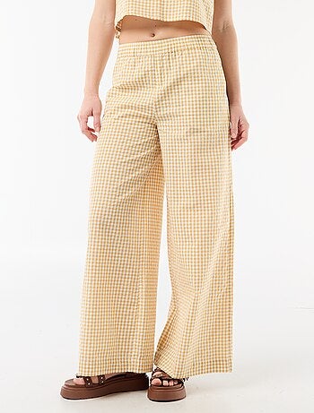 Pantalón ancho de cuadros Vichy