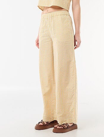 Pantalón ancho de cuadros Vichy