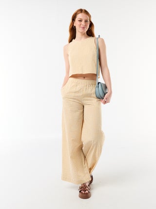 Pantalón ancho de cuadros Vichy