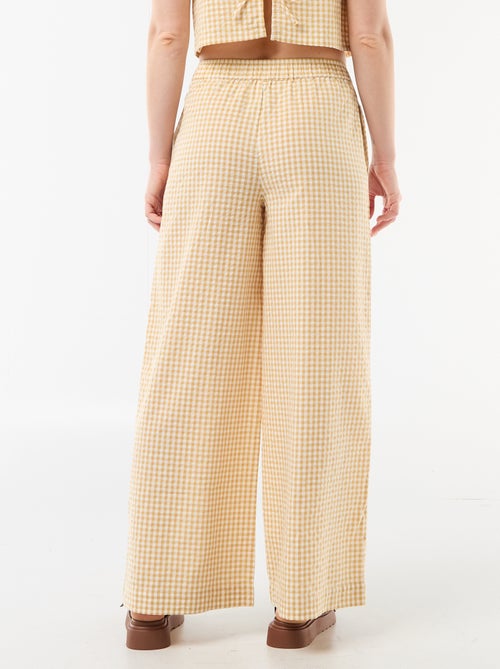 Pantalón ancho de cuadros Vichy - Kiabi