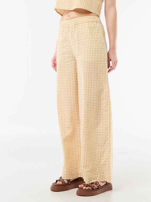 Pantalón ancho de cuadros Vichy - Kiabi