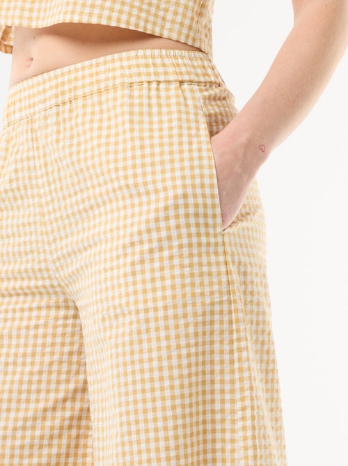 Pantalón ancho de cuadros Vichy - Kiabi