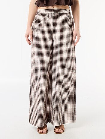 Pantalón ancho de cuadros Vichy
