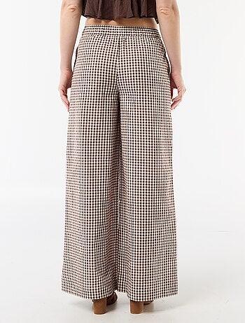 Pantalón ancho de cuadros Vichy