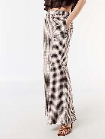 Pantalón ancho de cuadros Vichy