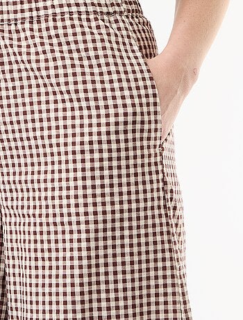 Pantalón ancho de cuadros Vichy