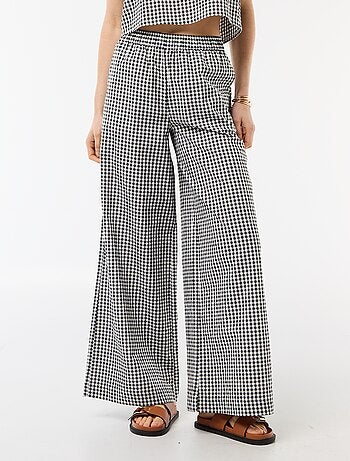 Pantalón ancho de cuadros Vichy