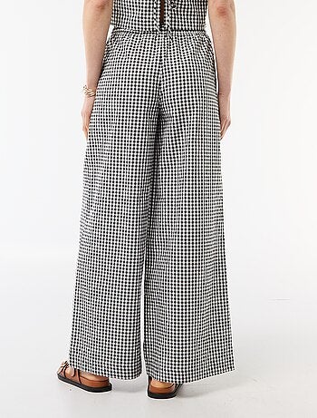 Pantalón ancho de cuadros Vichy