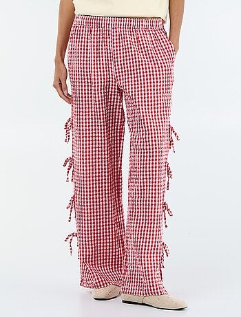 Pantalón ancho de cuadros vichy